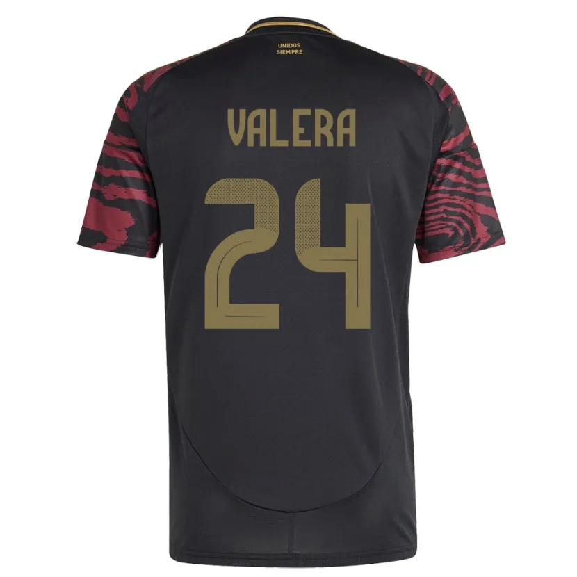 Danxen Homme Maillot Pérou Álex Valera #24 Noir Tenues Extérieur 24-26 T-Shirt