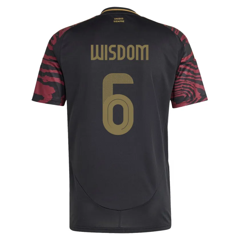 Danxen Homme Maillot Pérou Ian Wisdom #6 Noir Tenues Extérieur 24-26 T-Shirt