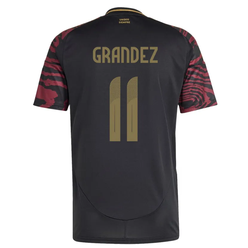 Danxen Homme Maillot Pérou Guillermo Grández #11 Noir Tenues Extérieur 24-26 T-Shirt