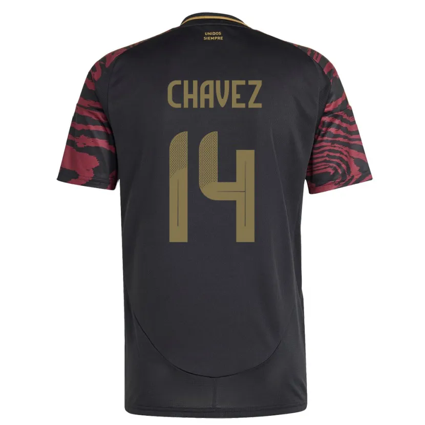 Danxen Homme Maillot Pérou Felipe Chávez #14 Noir Tenues Extérieur 24-26 T-Shirt