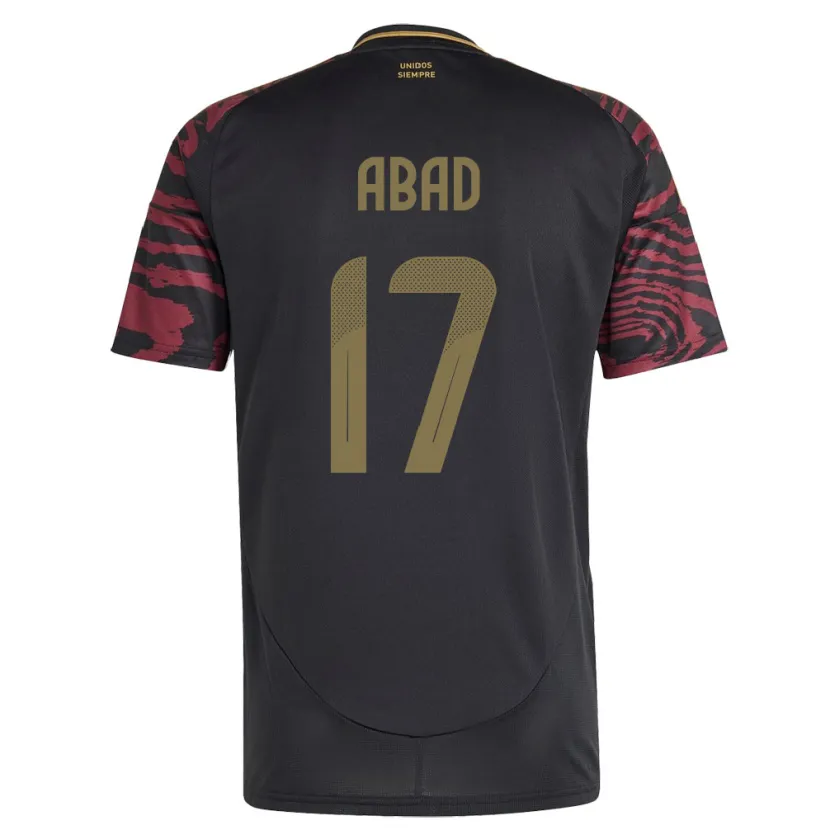 Danxen Homme Maillot Pérou Kelvin Abad #17 Noir Tenues Extérieur 24-26 T-Shirt