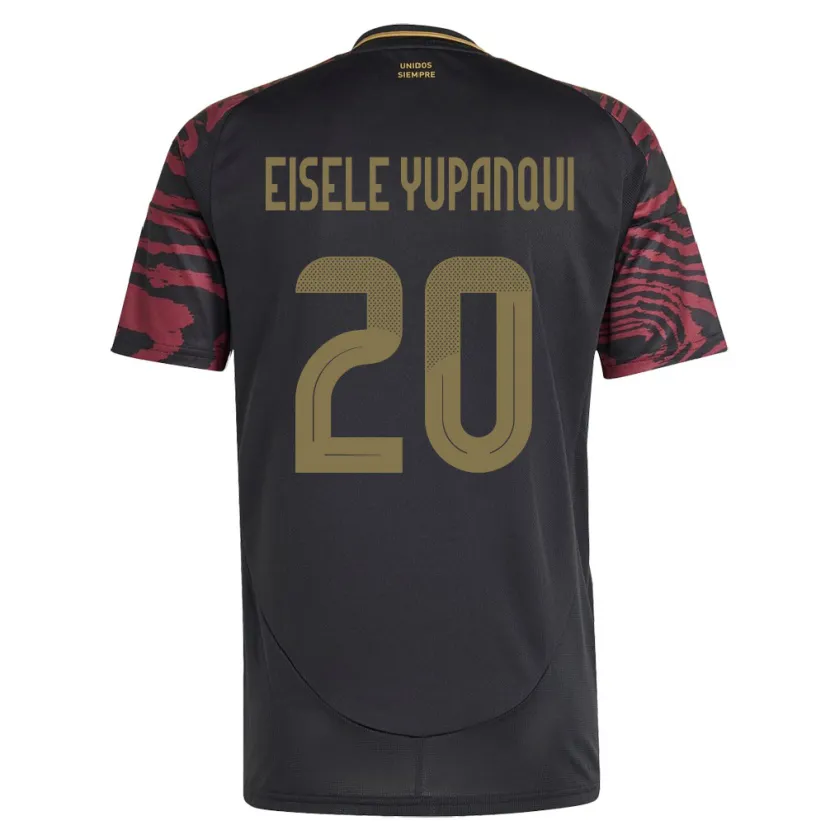 Danxen Homme Maillot Pérou Philipp Eisele Yupanqui #20 Noir Tenues Extérieur 24-26 T-Shirt