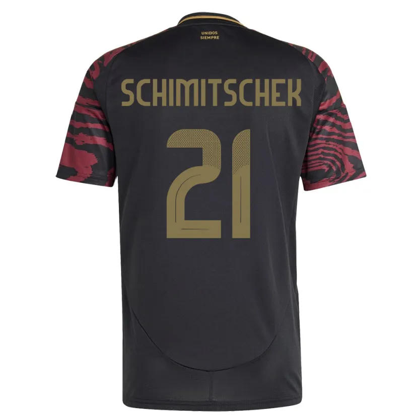 Danxen Homme Maillot Pérou Ian Schimitschek #21 Noir Tenues Extérieur 24-26 T-Shirt
