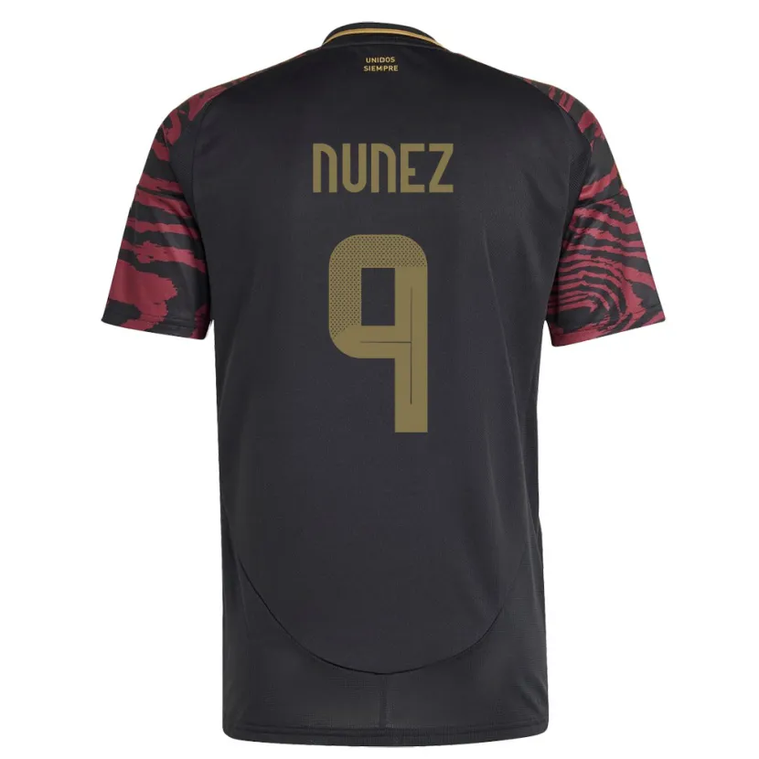 Danxen Homme Maillot Pérou Pierina Núñez #9 Noir Tenues Extérieur 24-26 T-Shirt