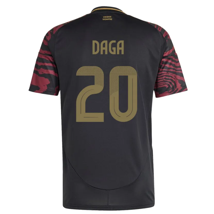 Danxen Homme Maillot Pérou Azucena Daga #20 Noir Tenues Extérieur 24-26 T-Shirt