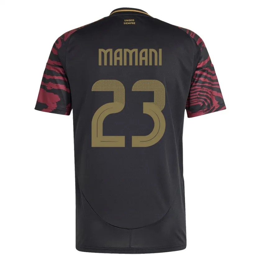 Danxen Homme Maillot Pérou Julia Mamani #23 Noir Tenues Extérieur 24-26 T-Shirt