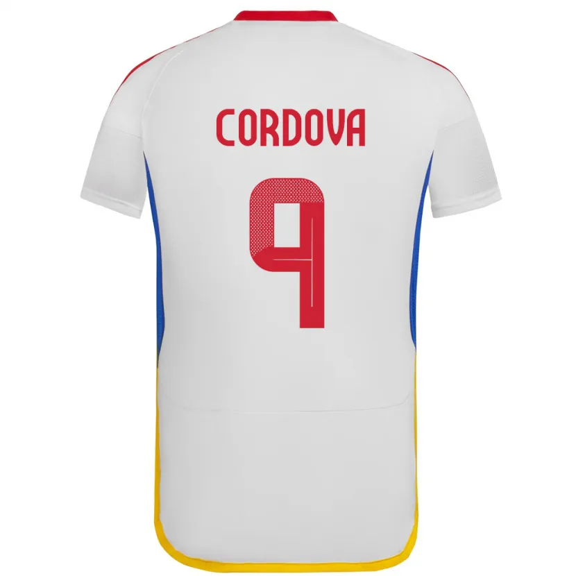 Danxen Homme Maillot Venezuela Sergio Córdova #9 Blanc Tenues Extérieur 24-26 T-Shirt