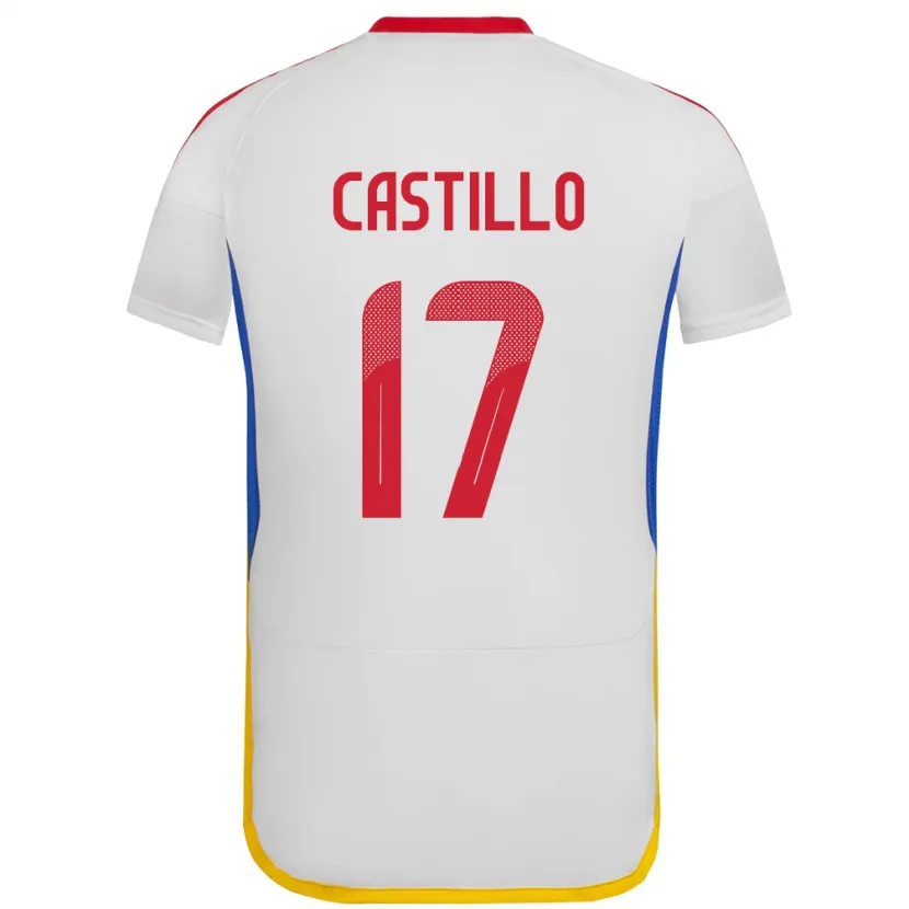 Danxen Homme Maillot Venezuela Edson Castillo #17 Blanc Tenues Extérieur 24-26 T-Shirt