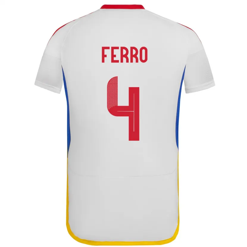 Danxen Homme Maillot Venezuela Andrés Ferro #4 Blanc Tenues Extérieur 24-26 T-Shirt