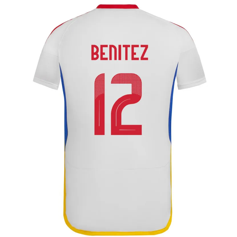 Danxen Homme Maillot Venezuela Frankarlos Benítez #12 Blanc Tenues Extérieur 24-26 T-Shirt