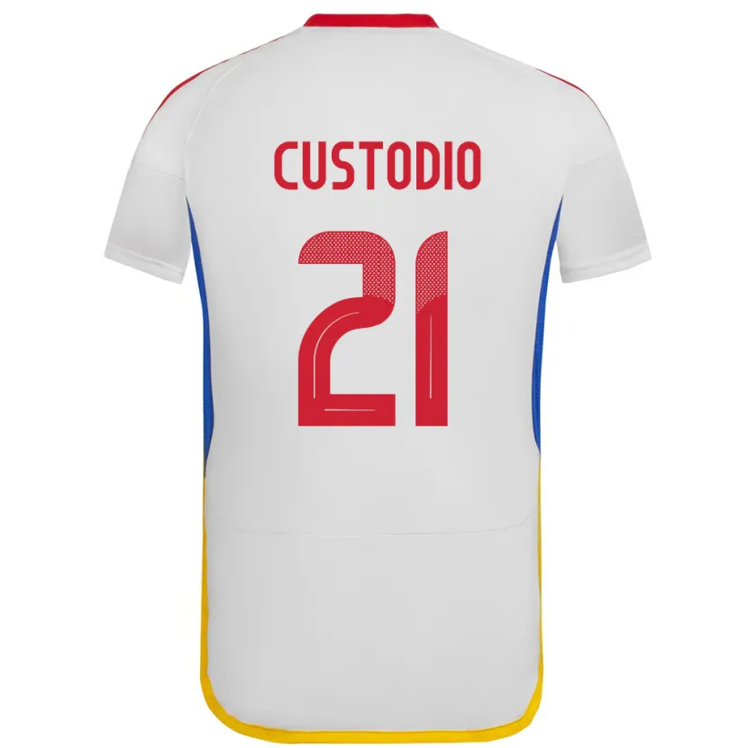 Danxen Homme Maillot Venezuela Alex Custodio #21 Blanc Tenues Extérieur 24-26 T-Shirt