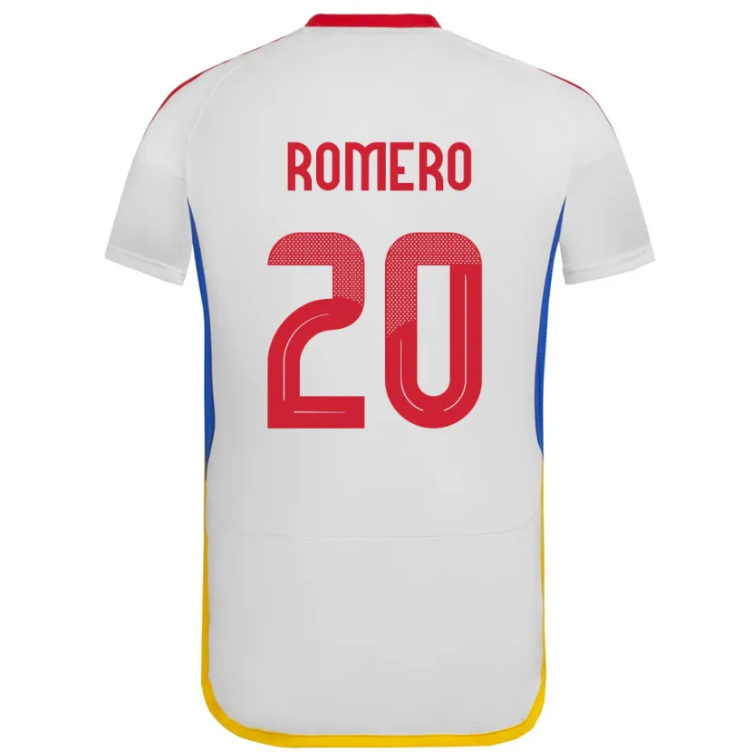 Danxen Homme Maillot Venezuela Andrés Romero #20 Blanc Tenues Extérieur 24-26 T-Shirt