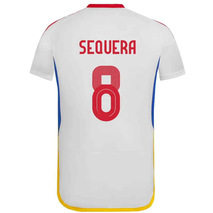 Danxen Homme Maillot Venezuela Giovanny Sequera #8 Blanc Tenues Extérieur 24-26 T-Shirt
