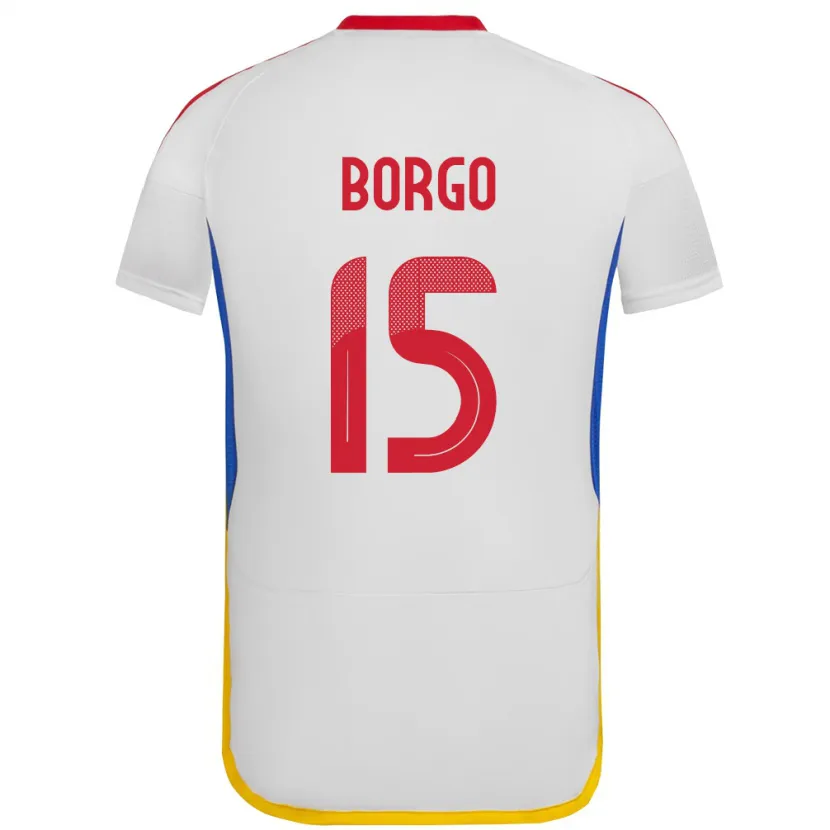 Danxen Homme Maillot Venezuela Ángel Borgo #15 Blanc Tenues Extérieur 24-26 T-Shirt