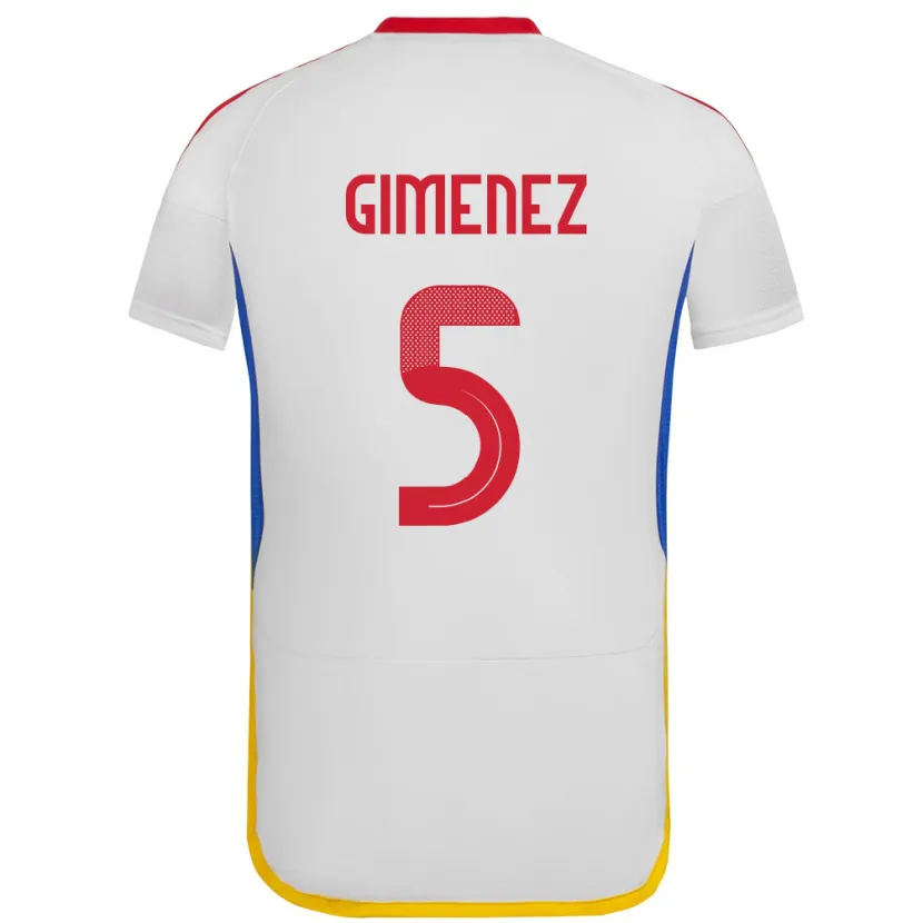 Danxen Homme Maillot Venezuela Yenifer Giménez #5 Blanc Tenues Extérieur 24-26 T-Shirt