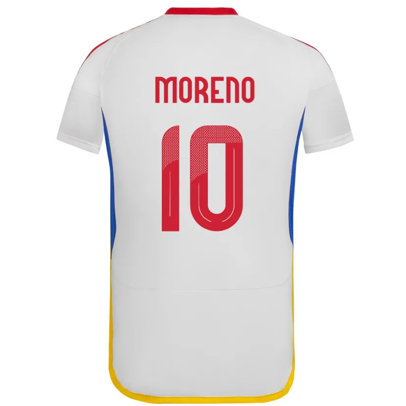 Danxen Homme Maillot Venezuela Yerliane Moreno #10 Blanc Tenues Extérieur 24-26 T-Shirt
