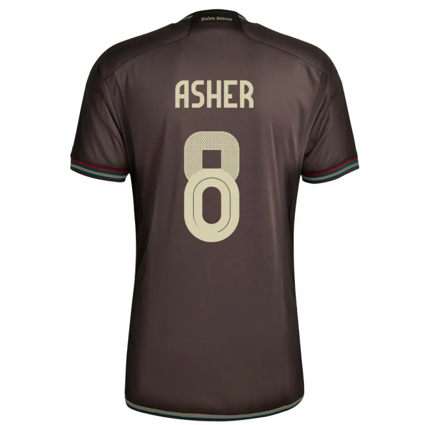 Danxen Homme Maillot Jamaïque Chinyelu Asher #8 Brun Nuit Tenues Extérieur 24-26 T-Shirt