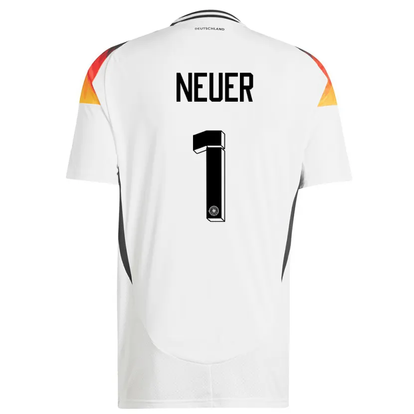 Danxen Femme Maillot Allemagne Manuel Neuer #1 Blanc Tenues Domicile 24-26 T-Shirt