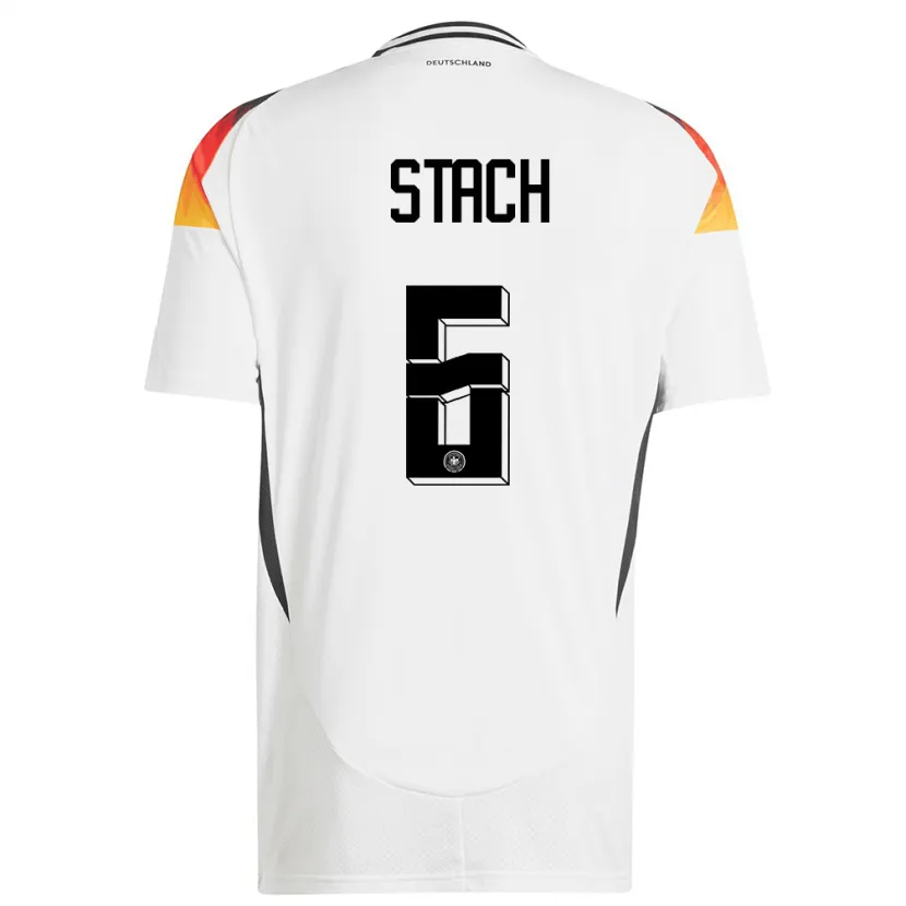 Danxen Femme Maillot Allemagne Anton Stach #6 Blanc Tenues Domicile 24-26 T-Shirt