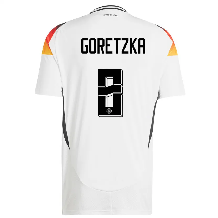 Danxen Femme Maillot Allemagne Leon Goretzka #8 Blanc Tenues Domicile 24-26 T-Shirt