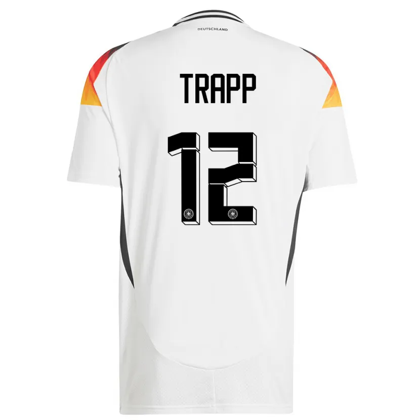 Danxen Femme Maillot Allemagne Kevin Trapp #12 Blanc Tenues Domicile 24-26 T-Shirt