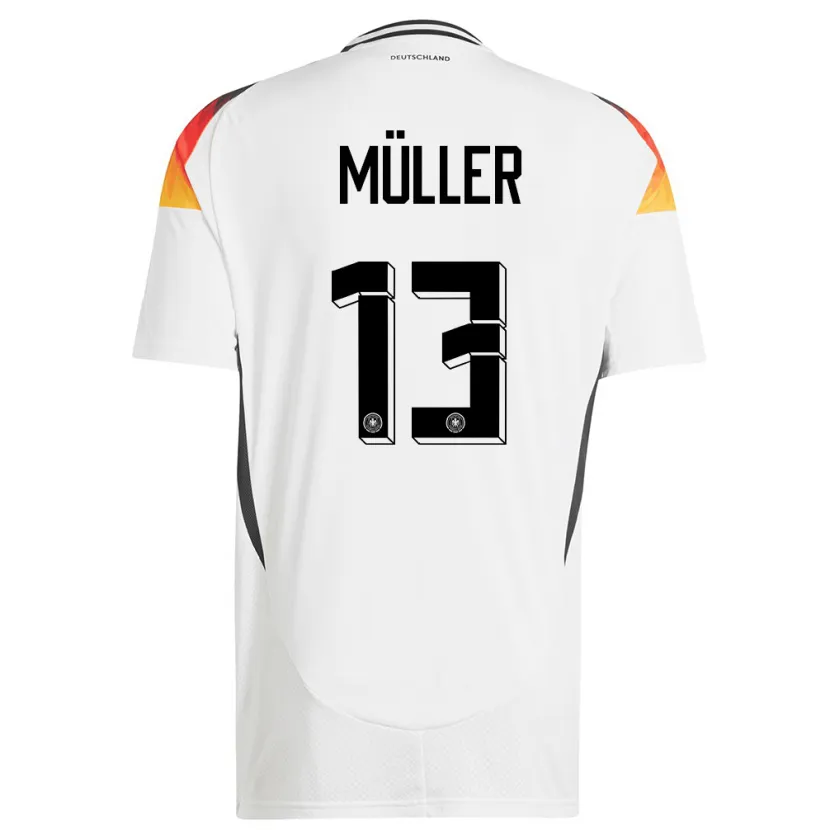 Danxen Femme Maillot Allemagne Thomas Muller #13 Blanc Tenues Domicile 24-26 T-Shirt