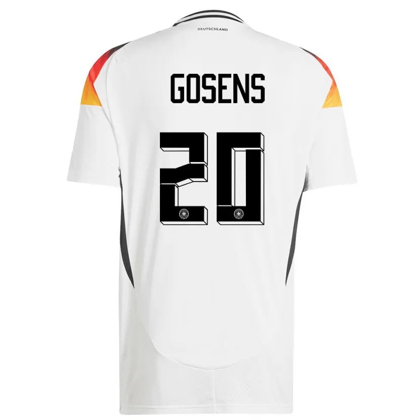 Danxen Femme Maillot Allemagne Robin Gosens #20 Blanc Tenues Domicile 24-26 T-Shirt