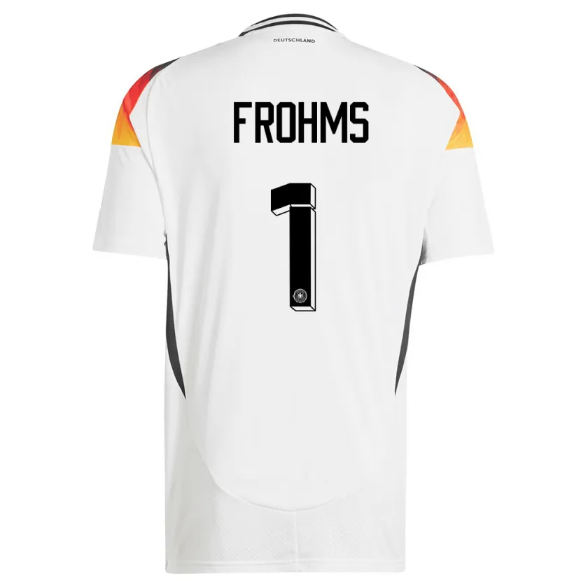 Danxen Femme Maillot Allemagne Merle Frohms #1 Blanc Tenues Domicile 24-26 T-Shirt