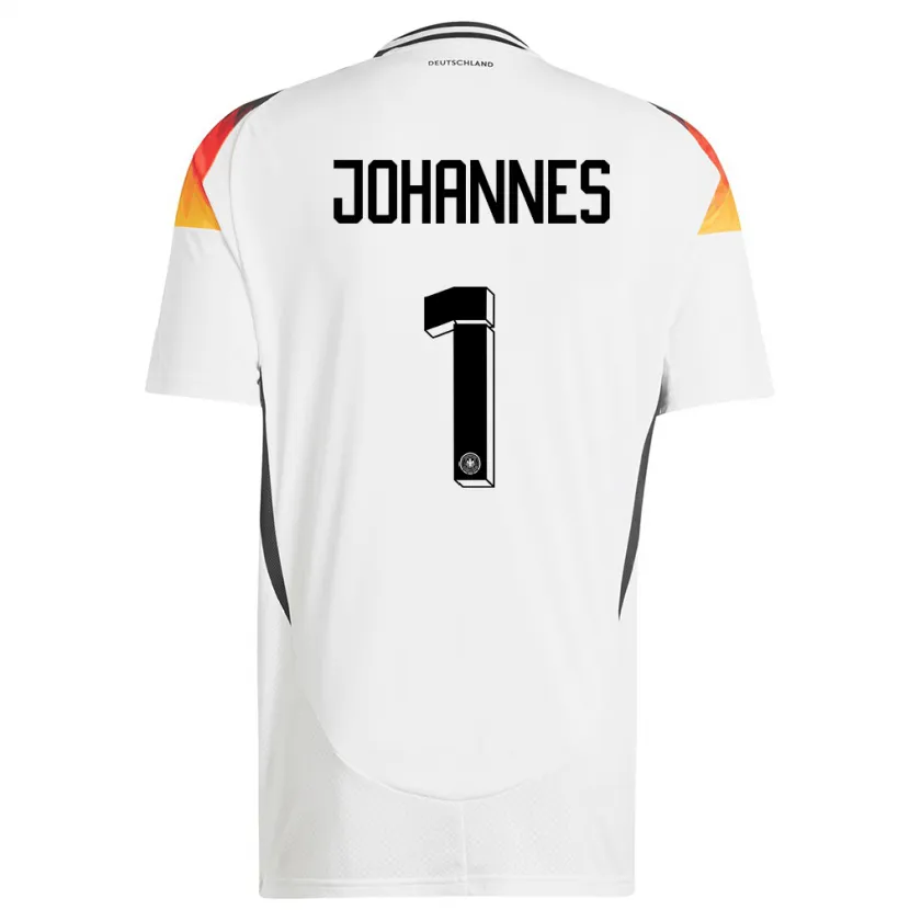 Danxen Femme Maillot Allemagne Stina Johannes #1 Blanc Tenues Domicile 24-26 T-Shirt