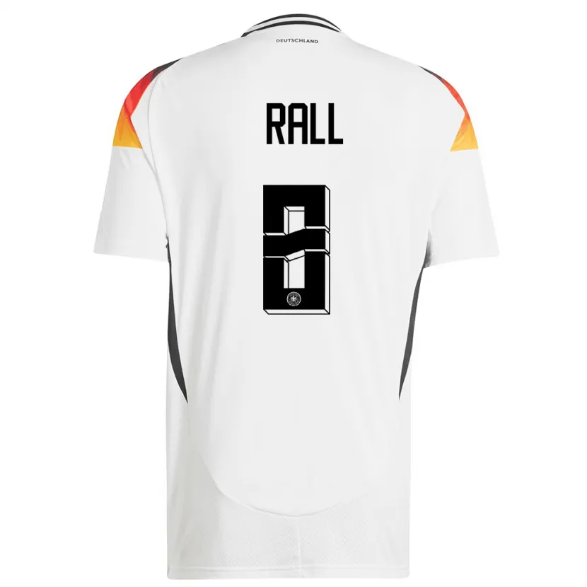 Danxen Femme Maillot Allemagne Maximiliane Rall #8 Blanc Tenues Domicile 24-26 T-Shirt