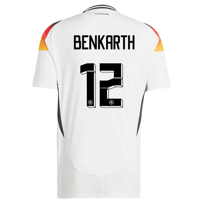 Danxen Femme Maillot Allemagne Laura Benkarth #12 Blanc Tenues Domicile 24-26 T-Shirt