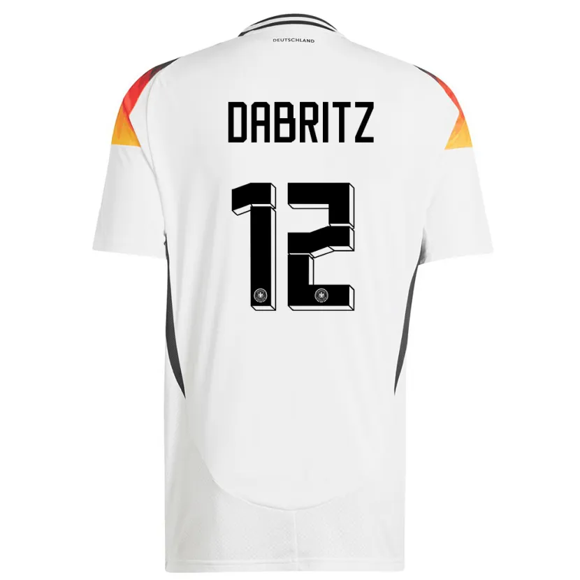 Danxen Femme Maillot Allemagne Sara Dabritz #12 Blanc Tenues Domicile 24-26 T-Shirt