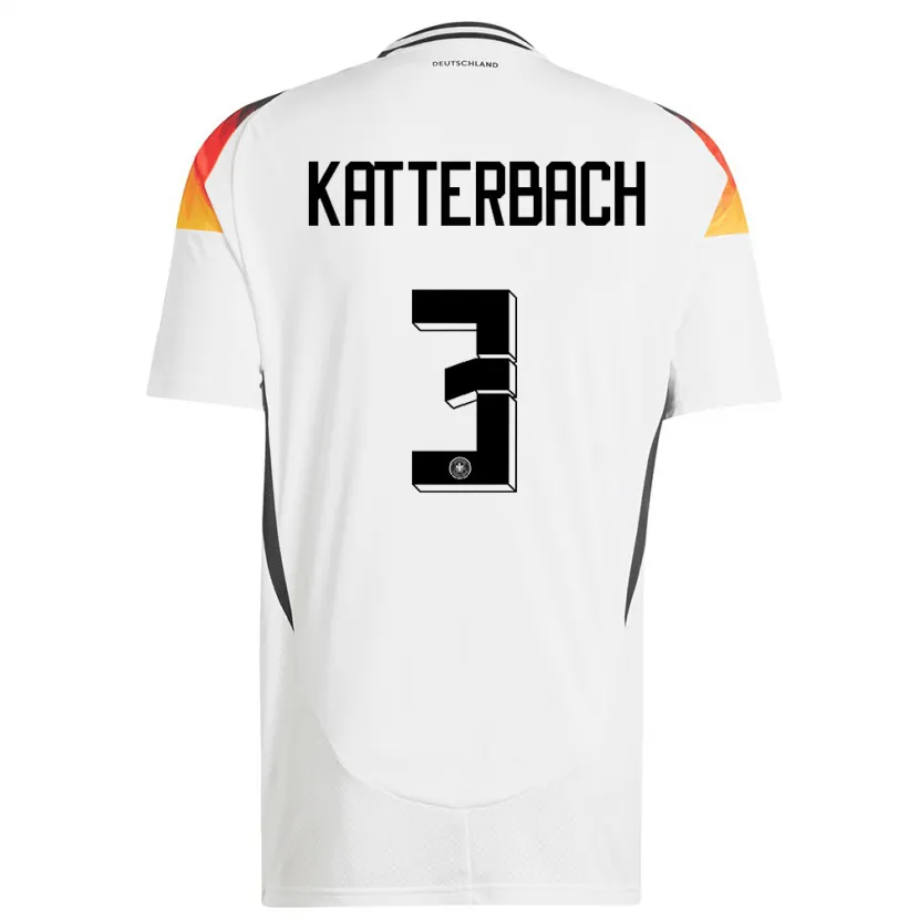 Danxen Femme Maillot Allemagne Noah Katterbach #3 Blanc Tenues Domicile 24-26 T-Shirt