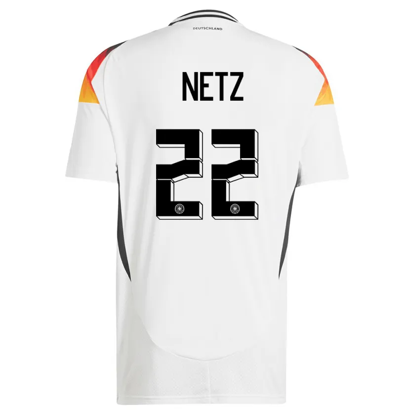Danxen Femme Maillot Allemagne Luca Netz #22 Blanc Tenues Domicile 24-26 T-Shirt
