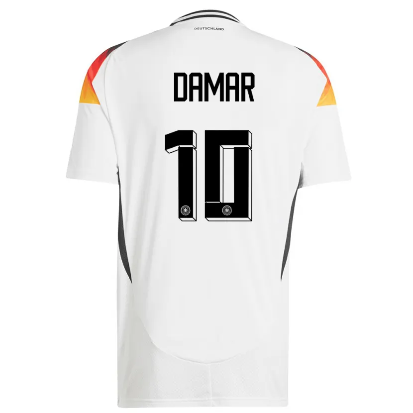 Danxen Femme Maillot Allemagne Muhammed Damar #10 Blanc Tenues Domicile 24-26 T-Shirt