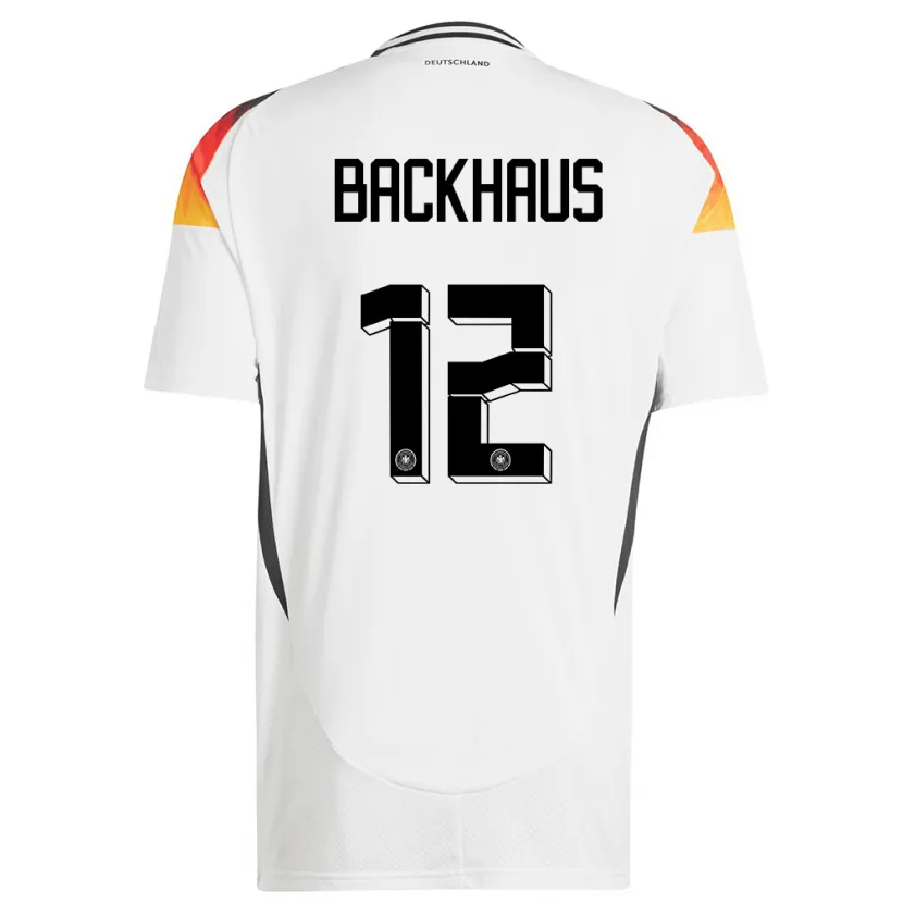 Danxen Femme Maillot Allemagne Mio Backhaus #12 Blanc Tenues Domicile 24-26 T-Shirt