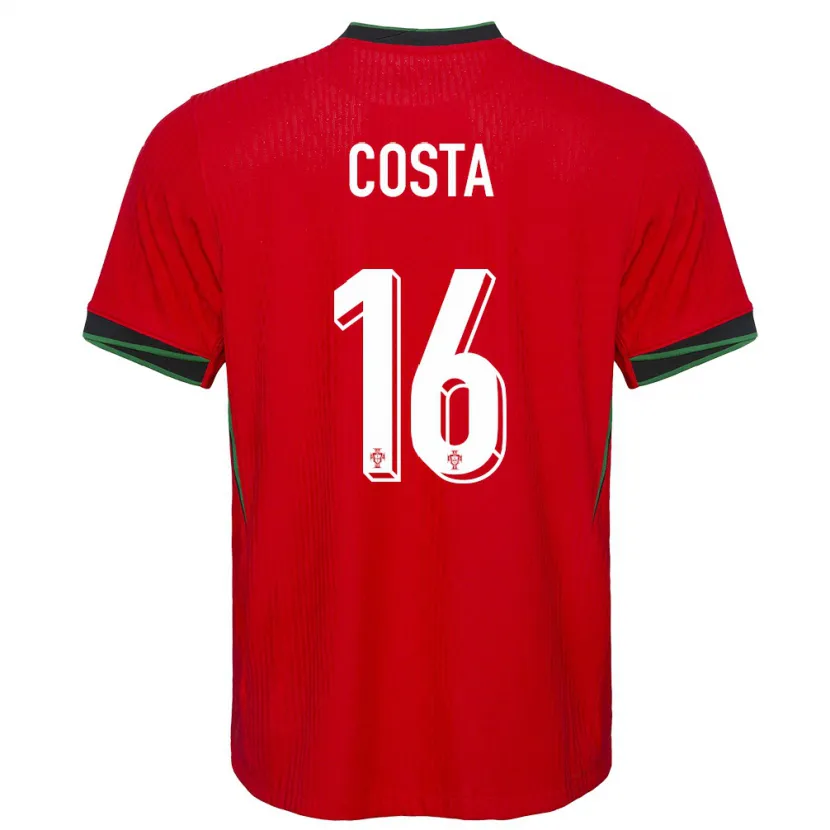 Danxen Femme Maillot Portugal David Costa #16 Rouge Tenues Domicile 24-26 T-Shirt