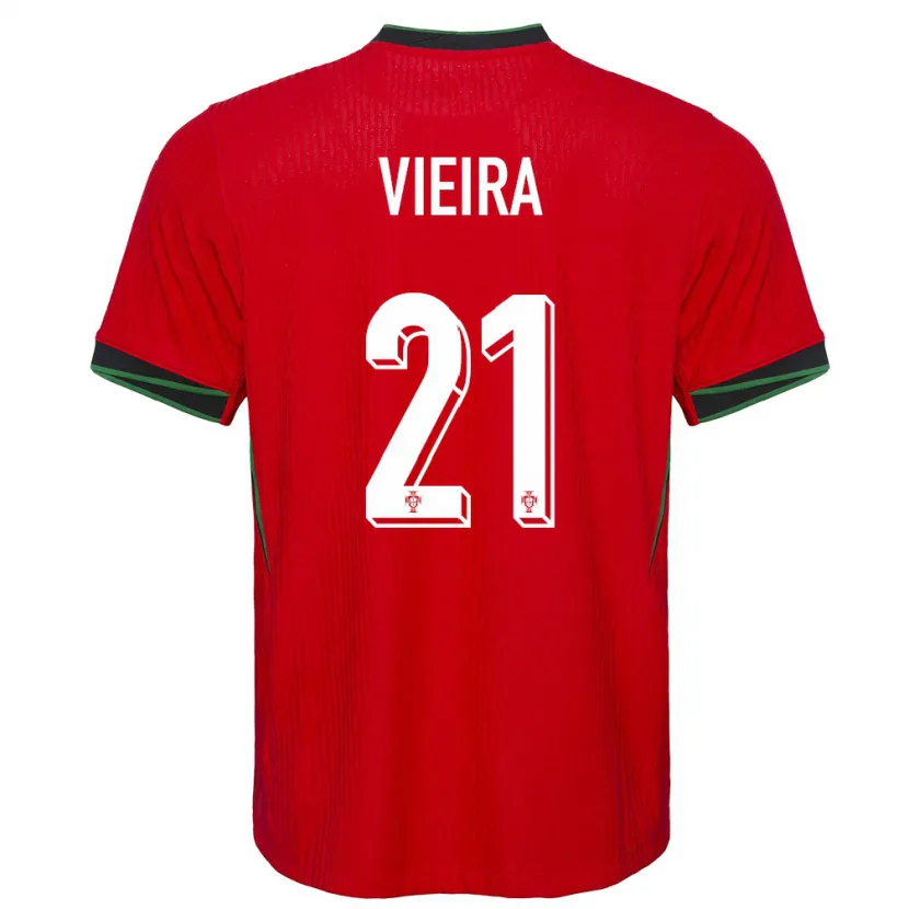 Danxen Femme Maillot Portugal Fabio Vieira #21 Rouge Tenues Domicile 24-26 T-Shirt