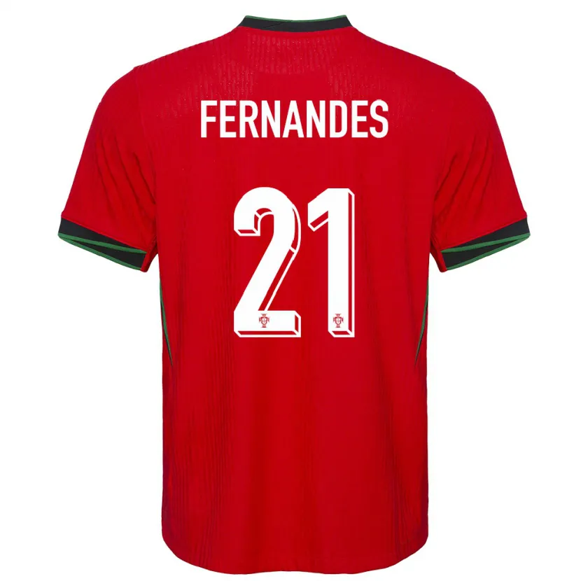 Danxen Femme Maillot Portugal Mateus Fernandes #21 Rouge Tenues Domicile 24-26 T-Shirt