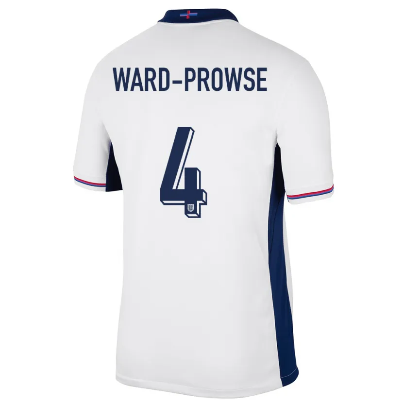 Danxen Femme Maillot Angleterre James Ward-Prowse #4 Blanc Tenues Domicile 24-26 T-Shirt