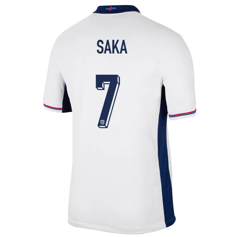 Danxen Femme Maillot Angleterre Bukayo Saka #7 Blanc Tenues Domicile 24-26 T-Shirt