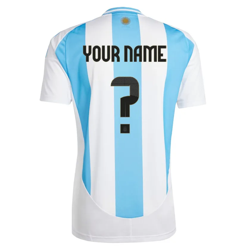 Danxen Femme Maillot Argentine Votre Nom #0 Blanc Bleu Tenues Domicile 24-26 T-Shirt