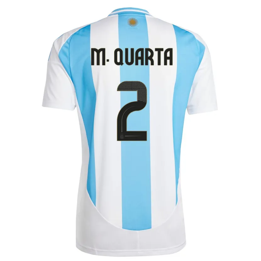 Danxen Femme Maillot Argentine Lucas Martinez Quarta #2 Blanc Bleu Tenues Domicile 24-26 T-Shirt