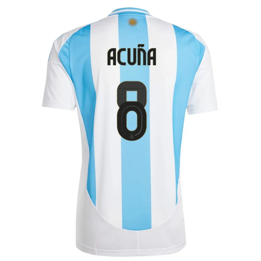 Danxen Femme Maillot Argentine Marcos Acuna #8 Blanc Bleu Tenues Domicile 24-26 T-Shirt