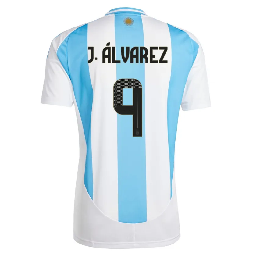 Danxen Femme Maillot Argentine Julian Alvarez #9 Blanc Bleu Tenues Domicile 24-26 T-Shirt
