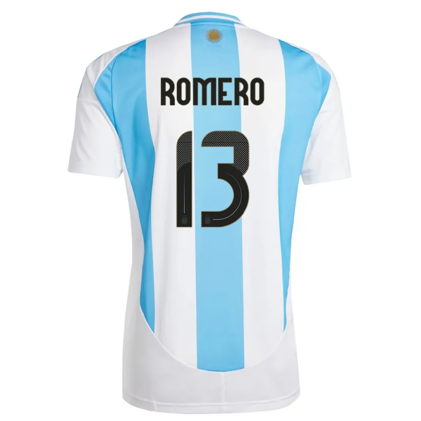 Danxen Femme Maillot Argentine Cristian Romero #13 Blanc Bleu Tenues Domicile 24-26 T-Shirt