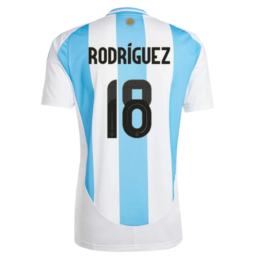 Danxen Femme Maillot Argentine Guido Rodriguez #18 Blanc Bleu Tenues Domicile 24-26 T-Shirt