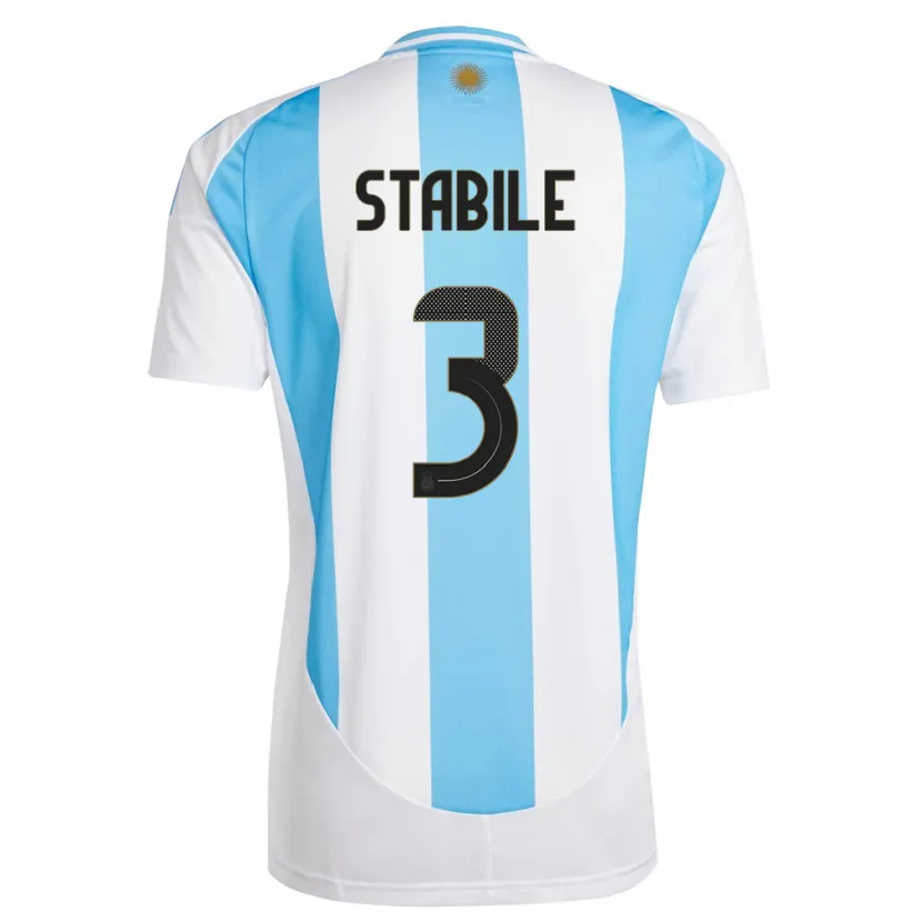 Danxen Femme Maillot Argentine Eliana Stabile #3 Blanc Bleu Tenues Domicile 24-26 T-Shirt