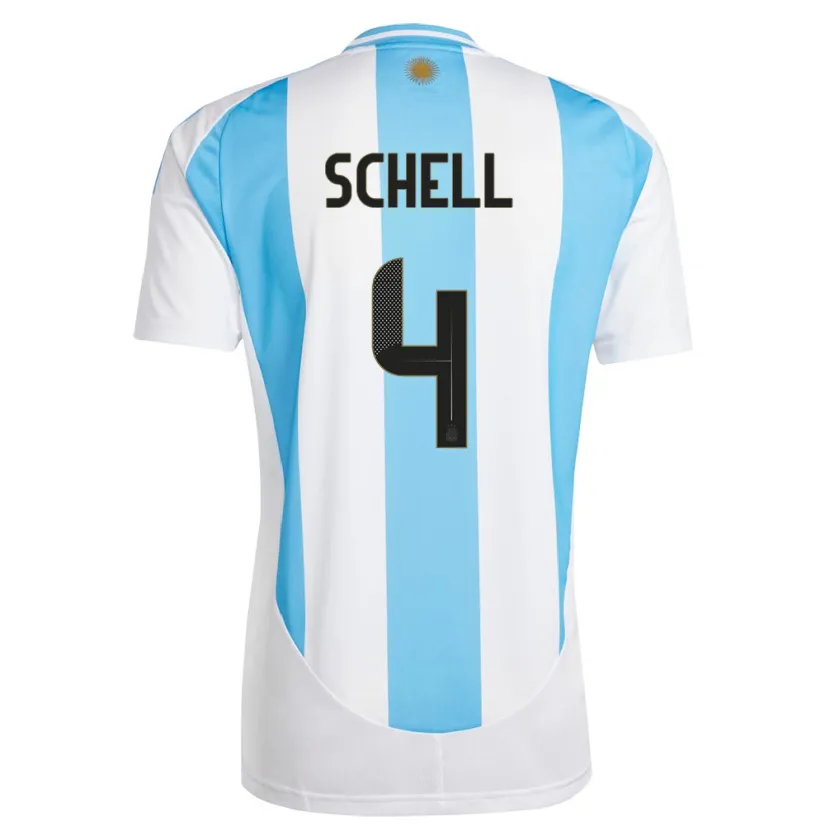 Danxen Femme Maillot Argentine Sofia Schell #4 Blanc Bleu Tenues Domicile 24-26 T-Shirt