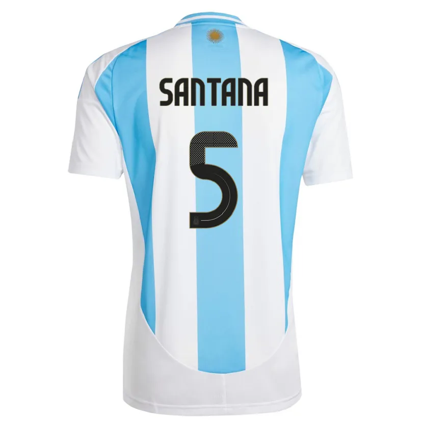 Danxen Femme Maillot Argentine Vanesa Santana #5 Blanc Bleu Tenues Domicile 24-26 T-Shirt